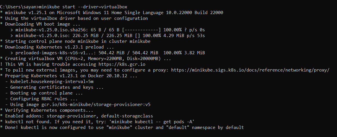 Minikube install command line