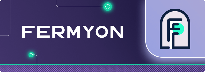 The Fermyon logo and logomark on a purple background