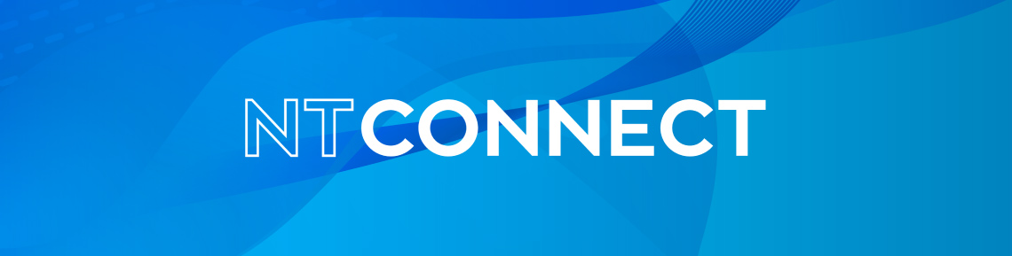 NT Connect logo on an abstract blue background