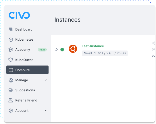 Civo dashboard preview