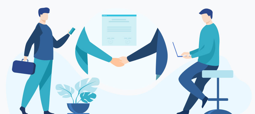 2 figures shaking hands