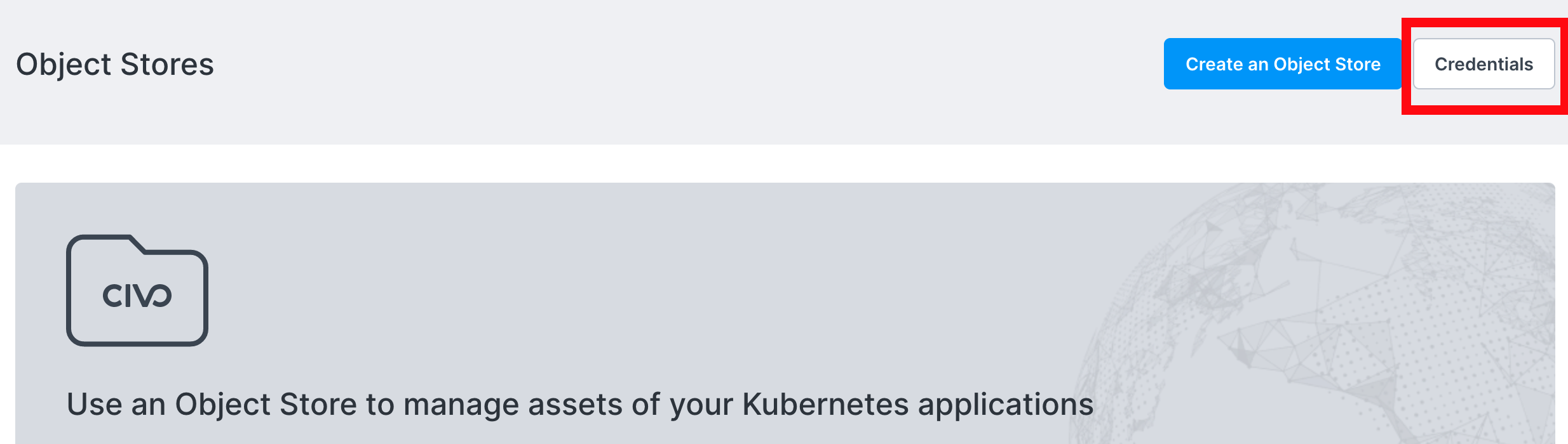 Credentials management button highligted