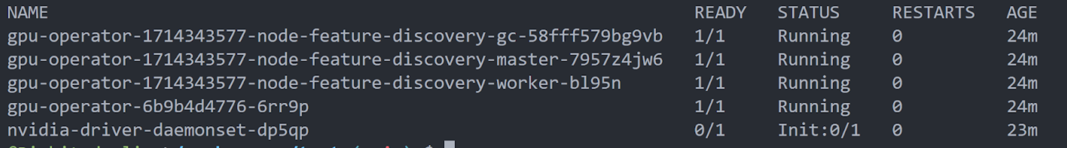 List GPU Operator pods in Kubernetes