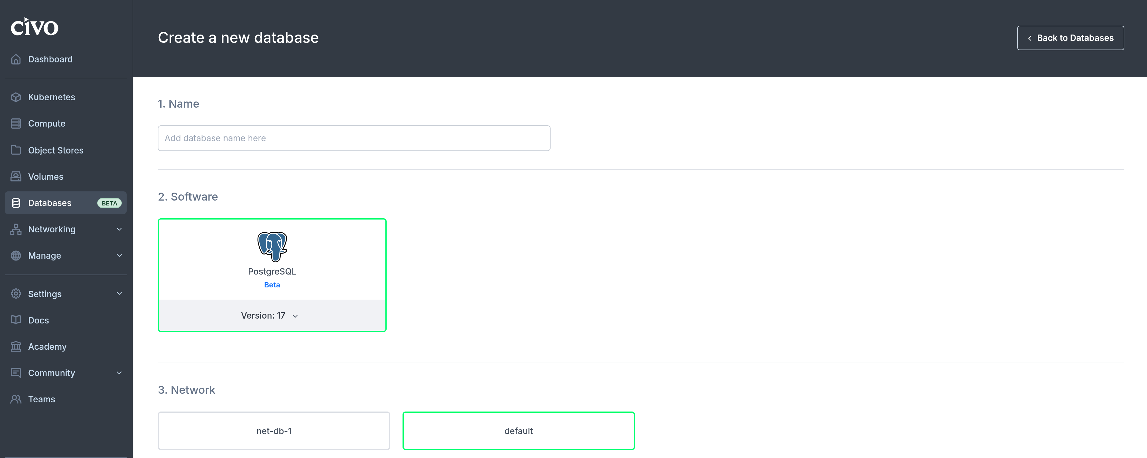 Create a new database