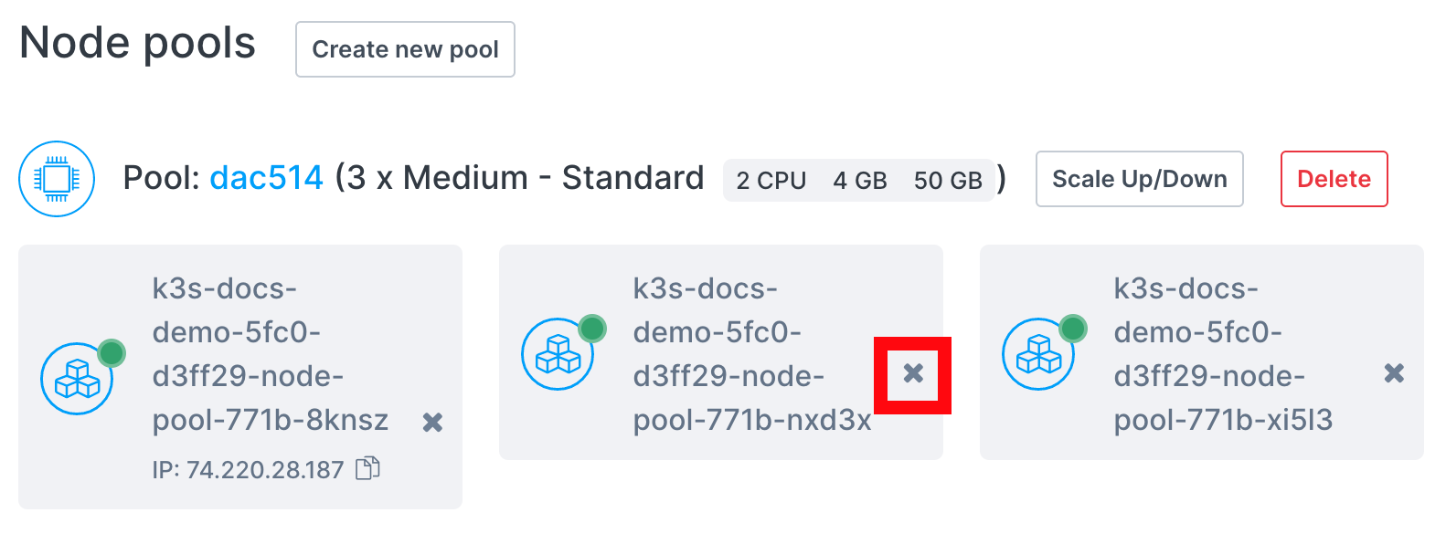 Recycle node button