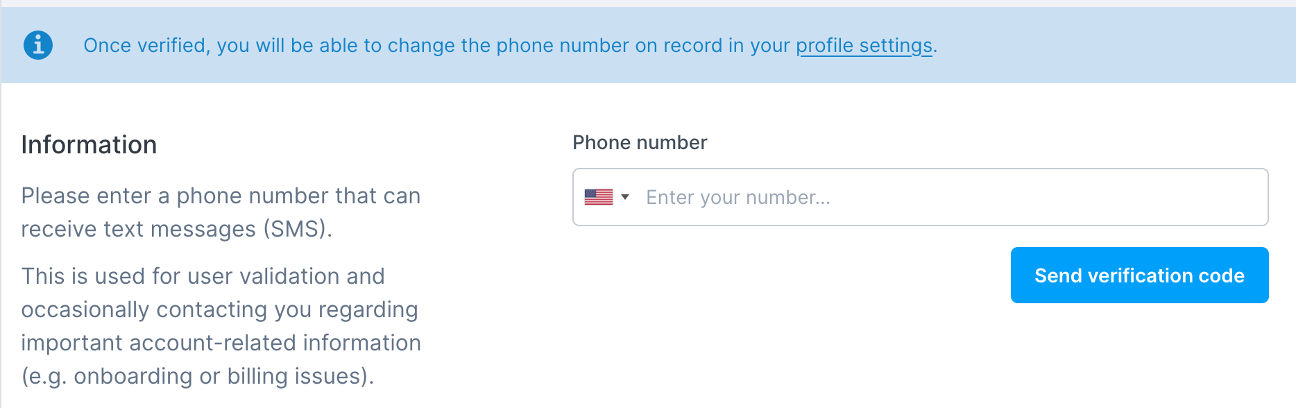 Phone verification input