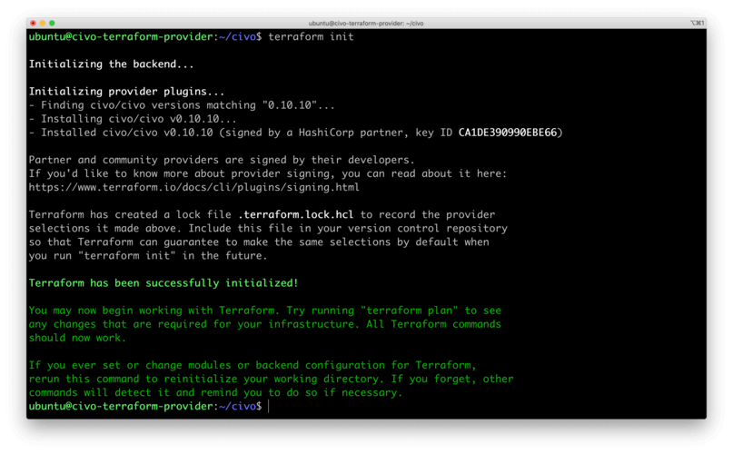 Terraform project initialized