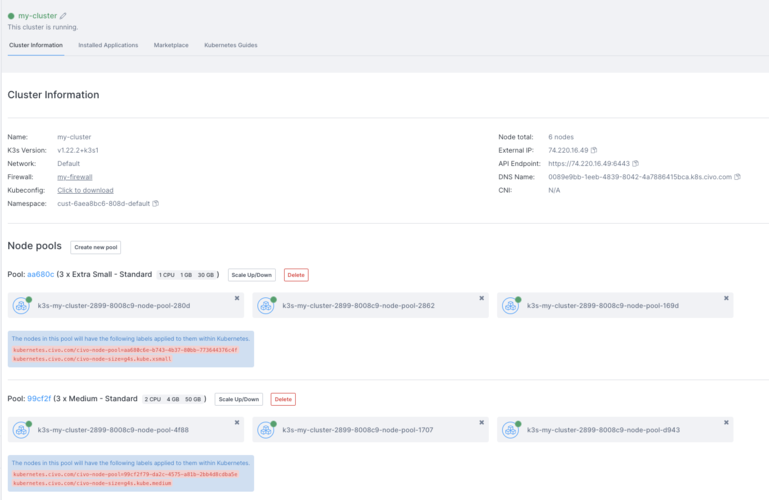 Cluster created with an added node pool