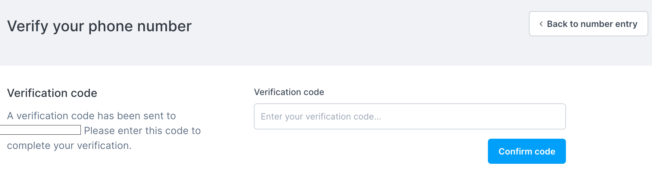 Phone verification code entry