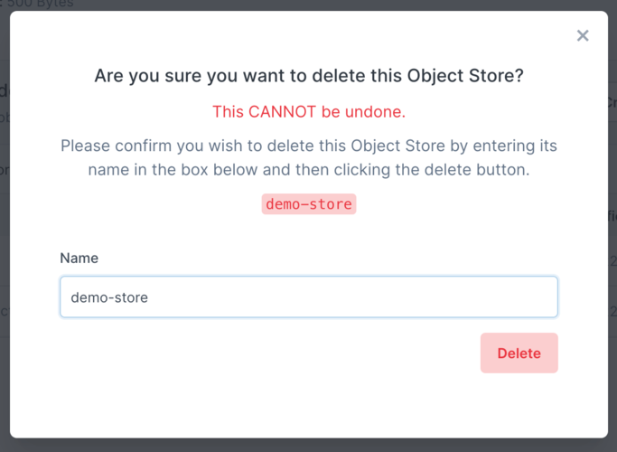 Object store deletion confirmation