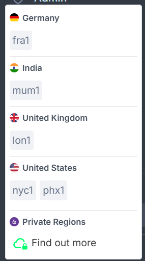 Drop-down menu for selecting Civo regions