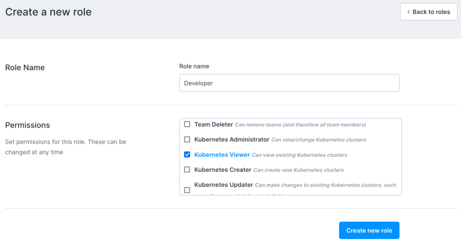 Creating a "developer" role